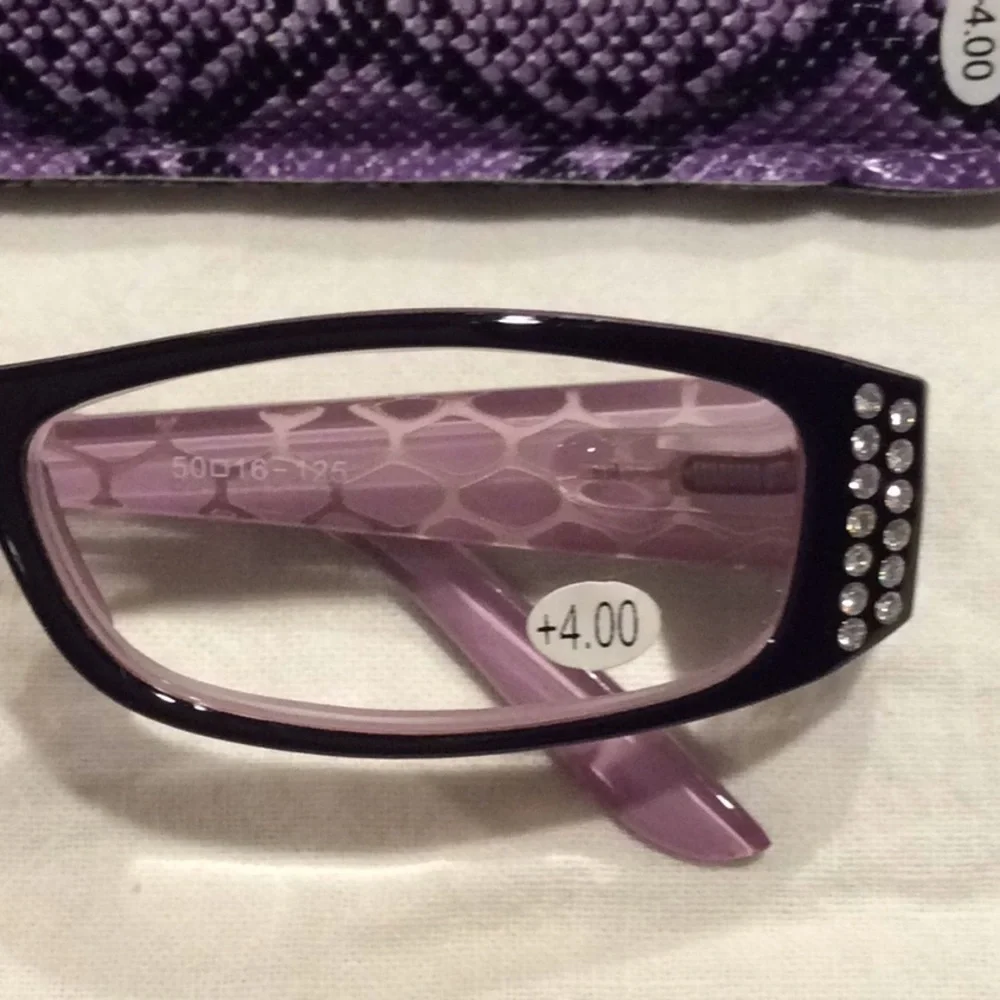 Purple Snake Print Reading Glasses & Case